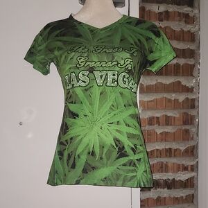 The Grass is Greener in Las Vegas Graphic Tee Rhinestones Size S M L Large